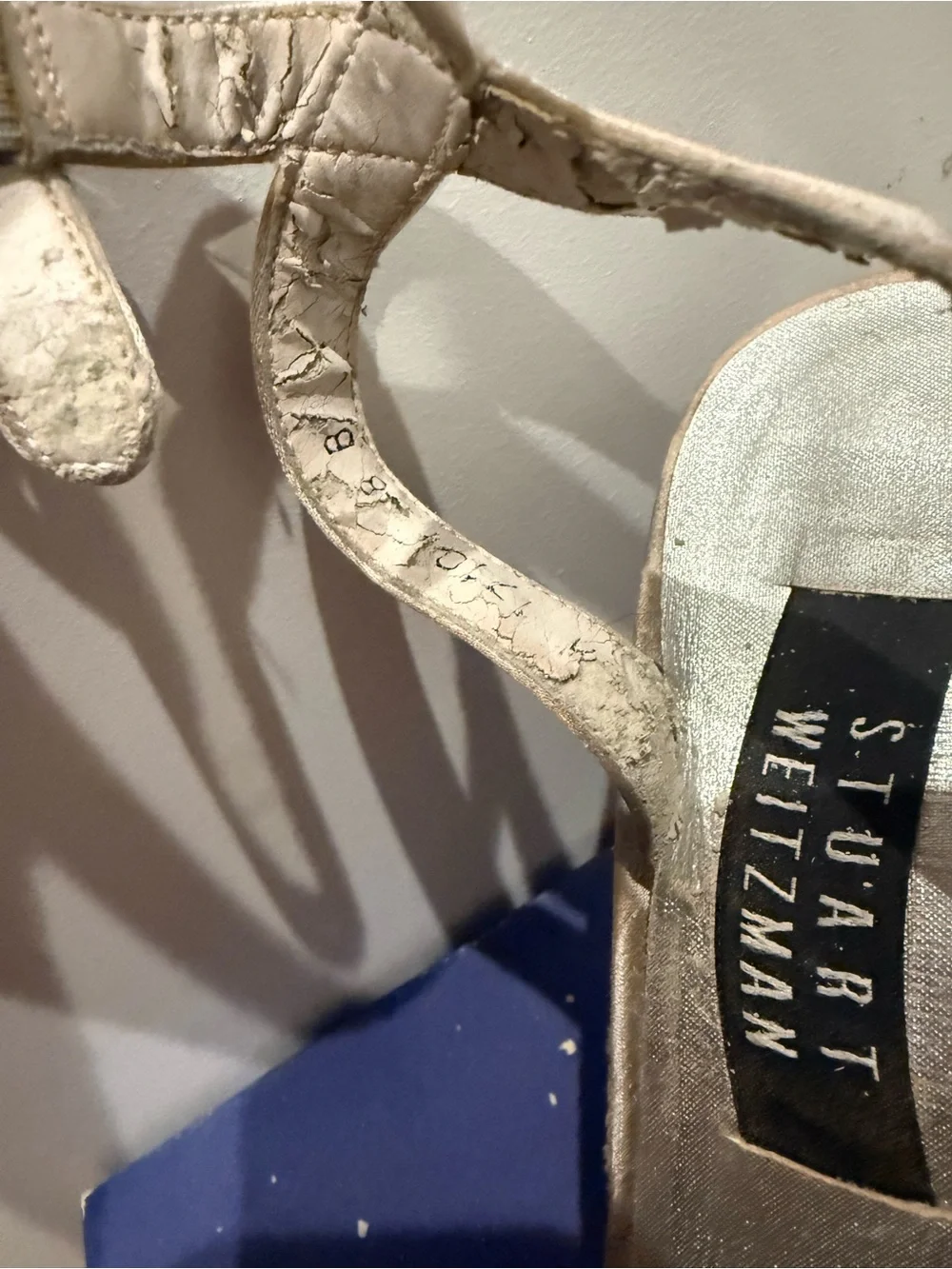 Stuart Weitzman Platform Heel Orderly White Satin SZ 8 Vintage